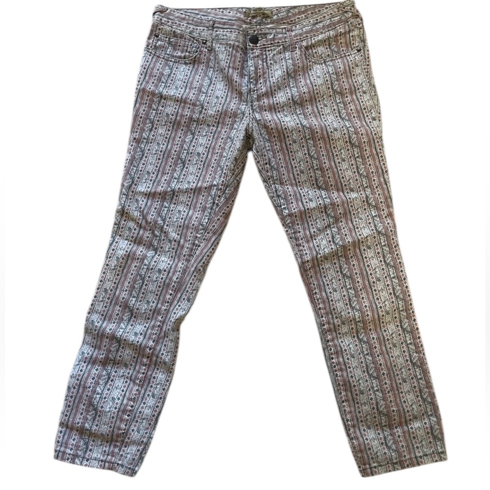 Free People White patterned Skinny Jean Straight-Leg Pants,Size 30 - Picture 5 of 5
